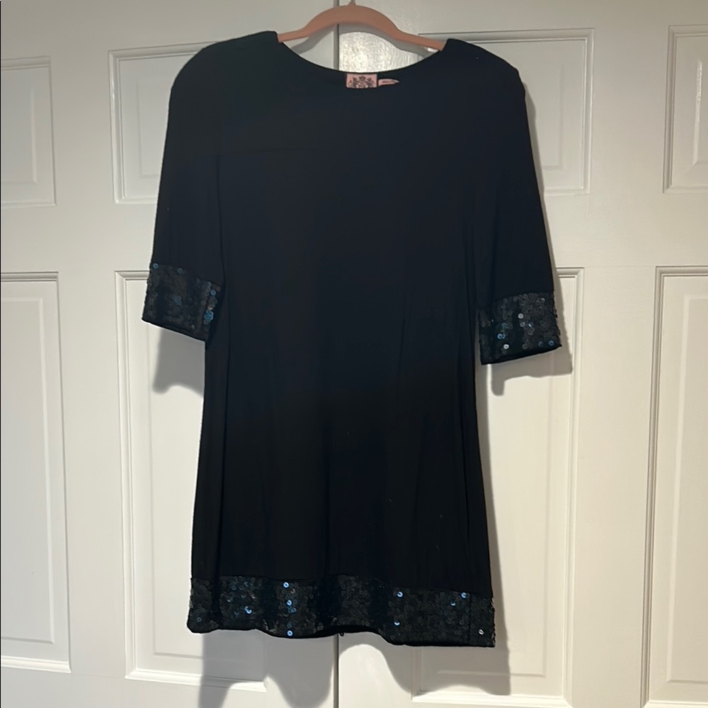 Black Dress with Sequin Trim